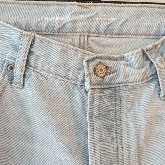 🌸 NWT Old Navy Mid-Rise Slouchy Taper Light Non-Stretch 12P Knee Ripped Jeans - Picture 2 of 10